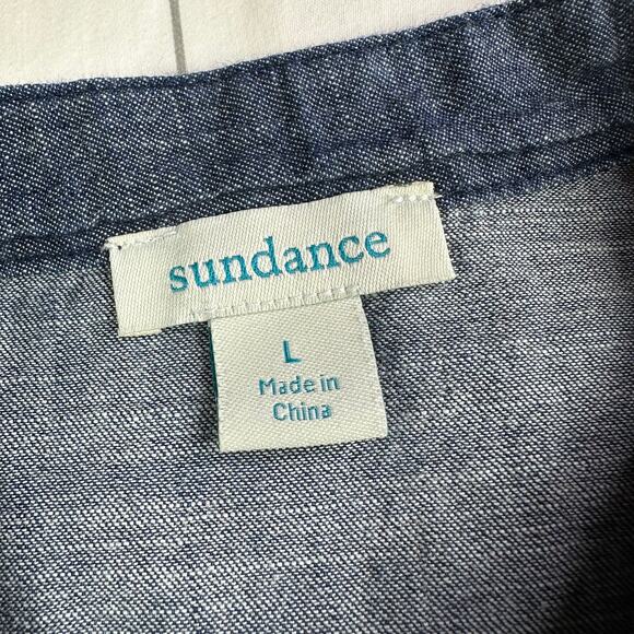 Sundance Blue Denim Blouse with Black Floral Embroidery - Picture 4 of 7